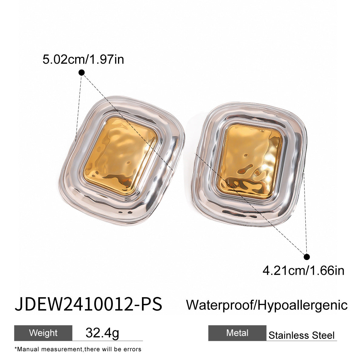 Wholesale  Stainless Steel Square Geometric Earrings  Exaggerated Earrings