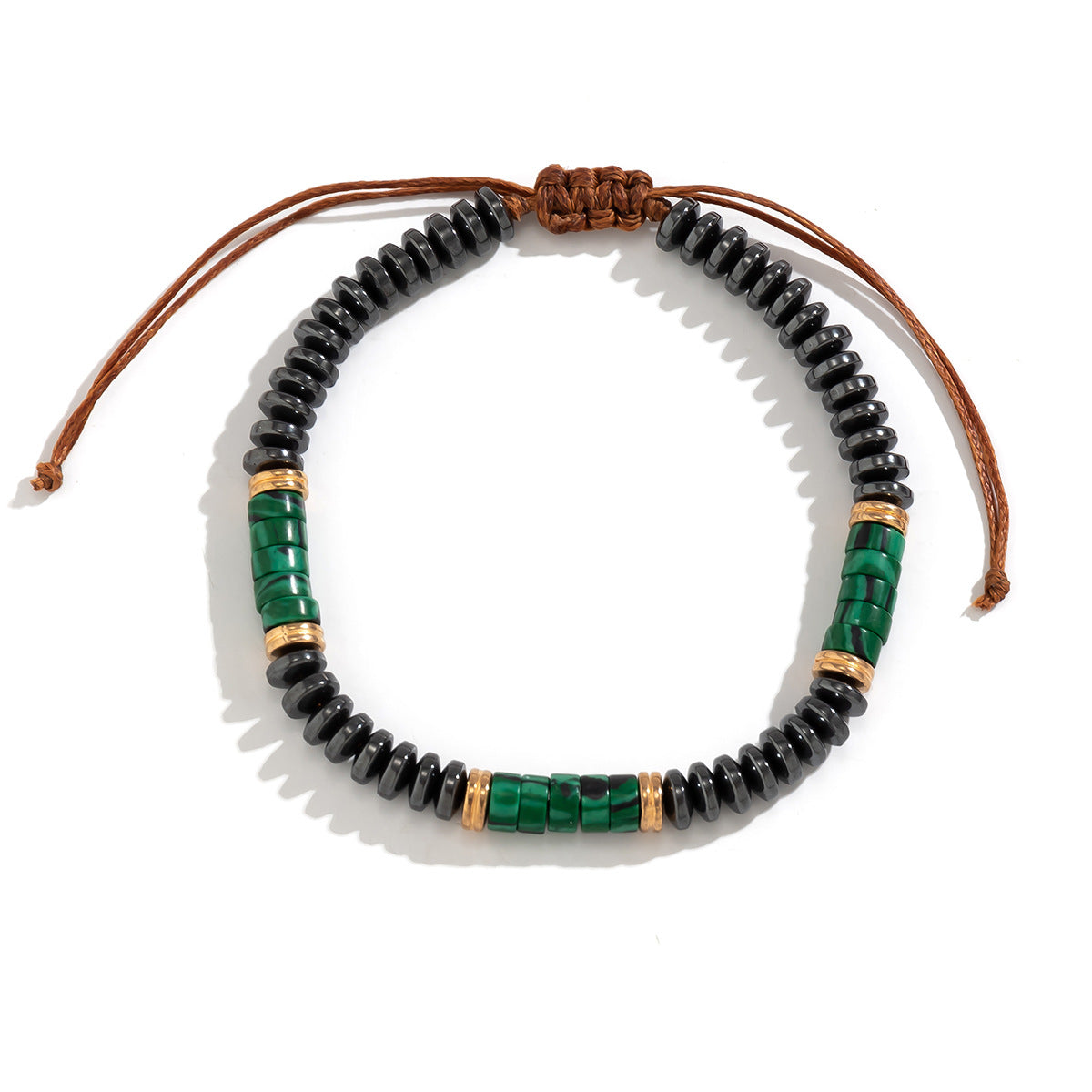 Wholesale Men's Black Gallstone Turquoise Beaded Bracelet ACC-BT-Puxin001