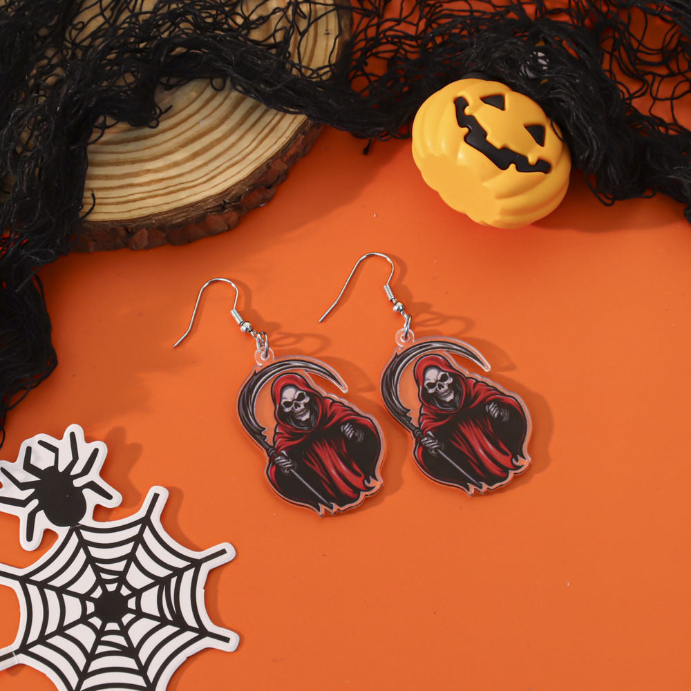 Wholesale  Acrylic Pumpkin Lantern Bat Earrings