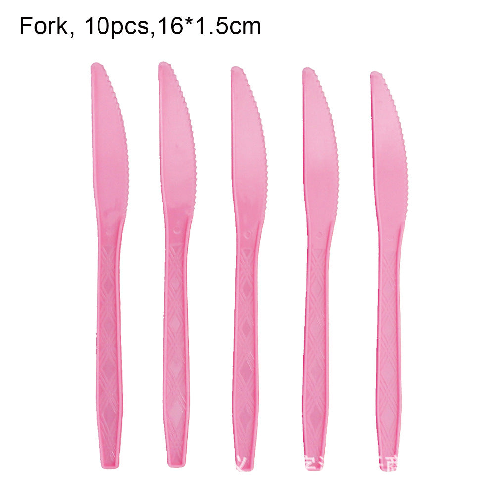 Wholesale Pink Butterfly Birthday Disposable Tableware Paper Plate Set Knife Fork Spoon Party Decoration Theme Paper