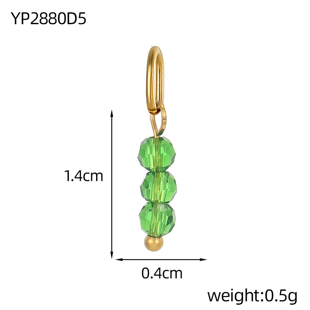 Wholesale Stainless steel with oval circle three beads beaded DIY pendant