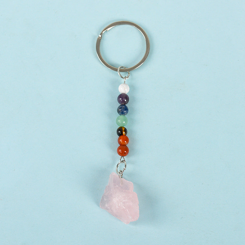 Wholesale Natural Crystal Colorful Rough Stone Keychain ACC-KC-ZhiSF001