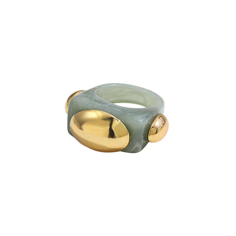 Wholesale resin ring golden diamond candy color geometric  ring