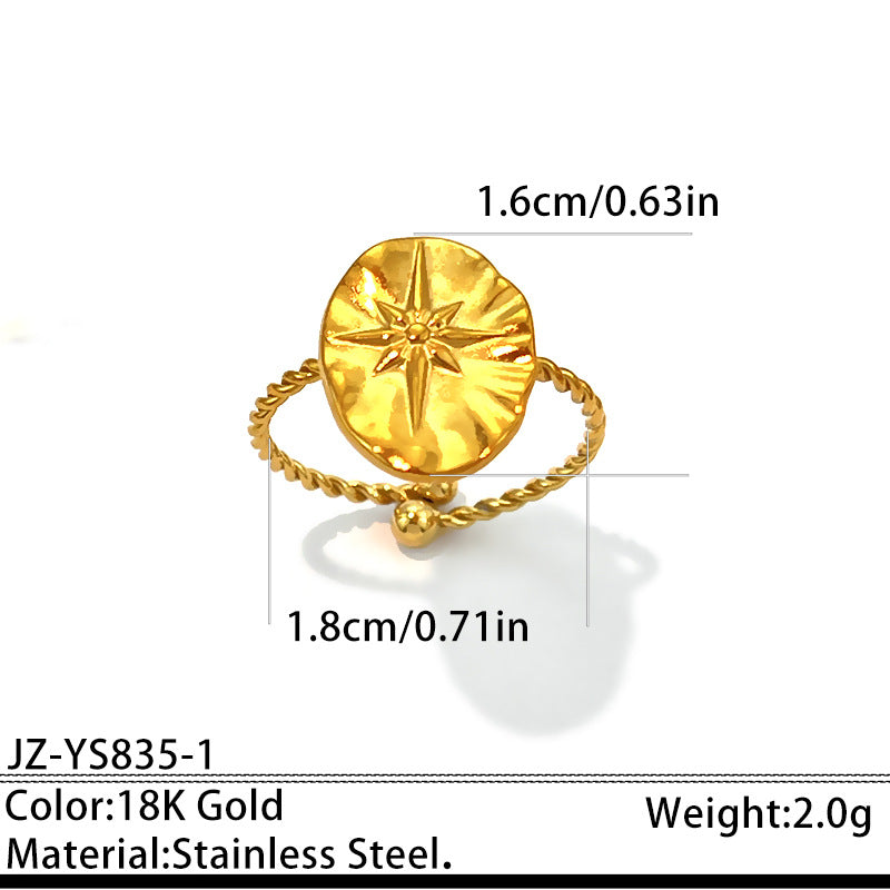 Wholesale Chic Geometric Open Ring Gold-Plated Stainless Steel Jewelry Accessory