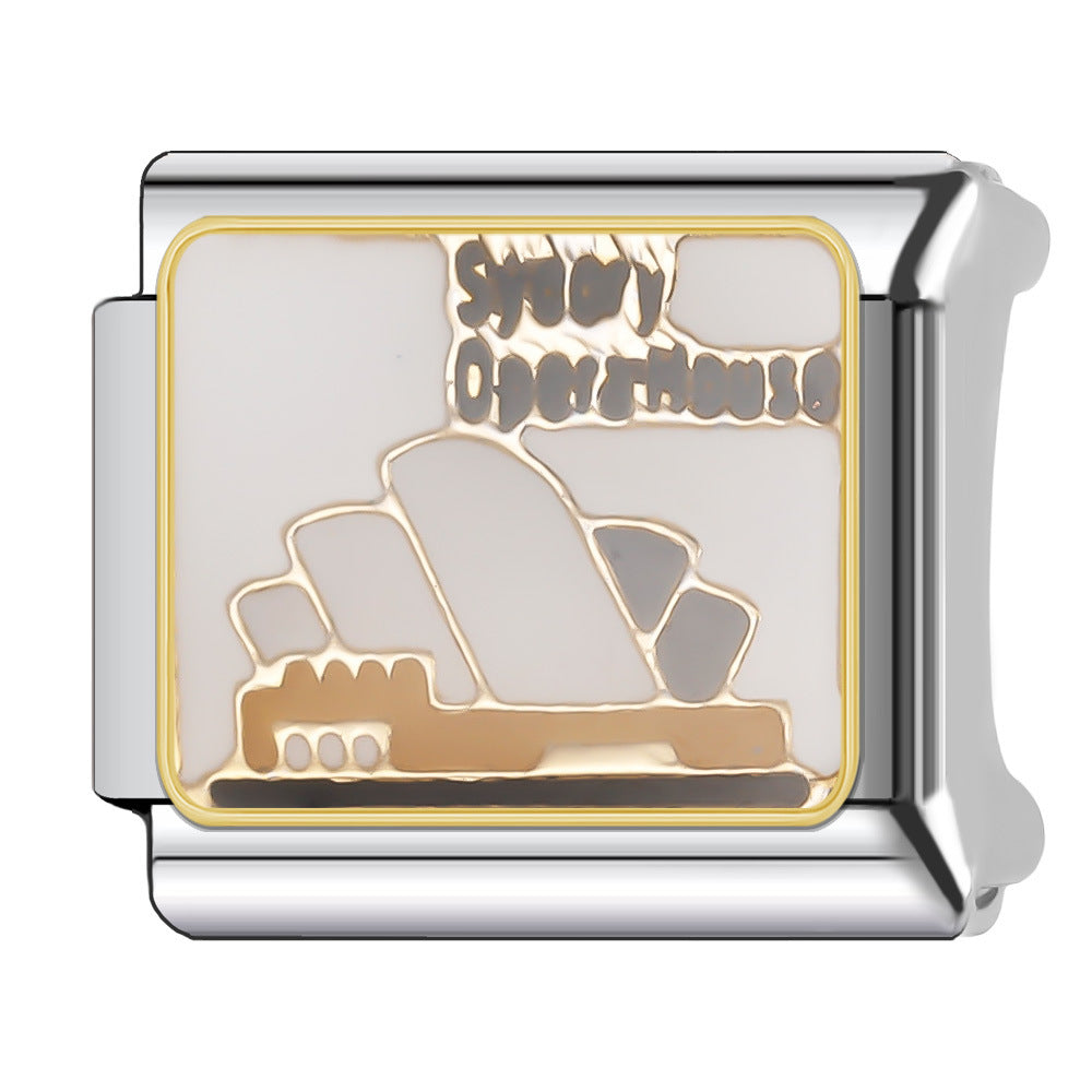 Wholesale Italian Charm Bracelet 9mm DIY Splicing National Tourism Scenic Logo Stainless Steel Composable Bracelet