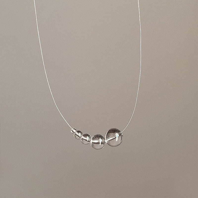 Wholesale Minimalist Style Crystal Zircon Pearl Pendant Fish Line Necklace Women' s Accessible Luxury Versatile Elegant Trendyy Neck Chain Clavicle Chain