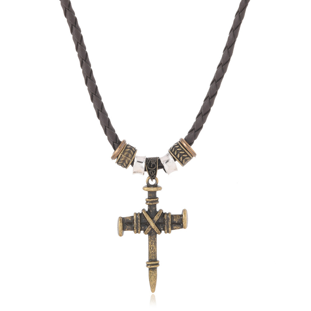 Wholesale Beaded Cross Wax Cord Necklace