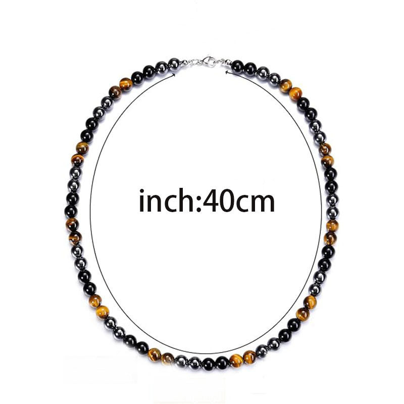 Wholesale  Natural Tiger Eye Stone Handmade Beaded Men' s Necklace