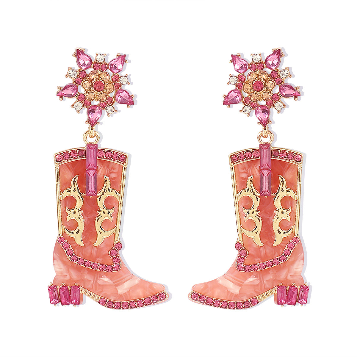 Wholesale Western Cowboy Style Boots Diamond Oil Drop Earrings