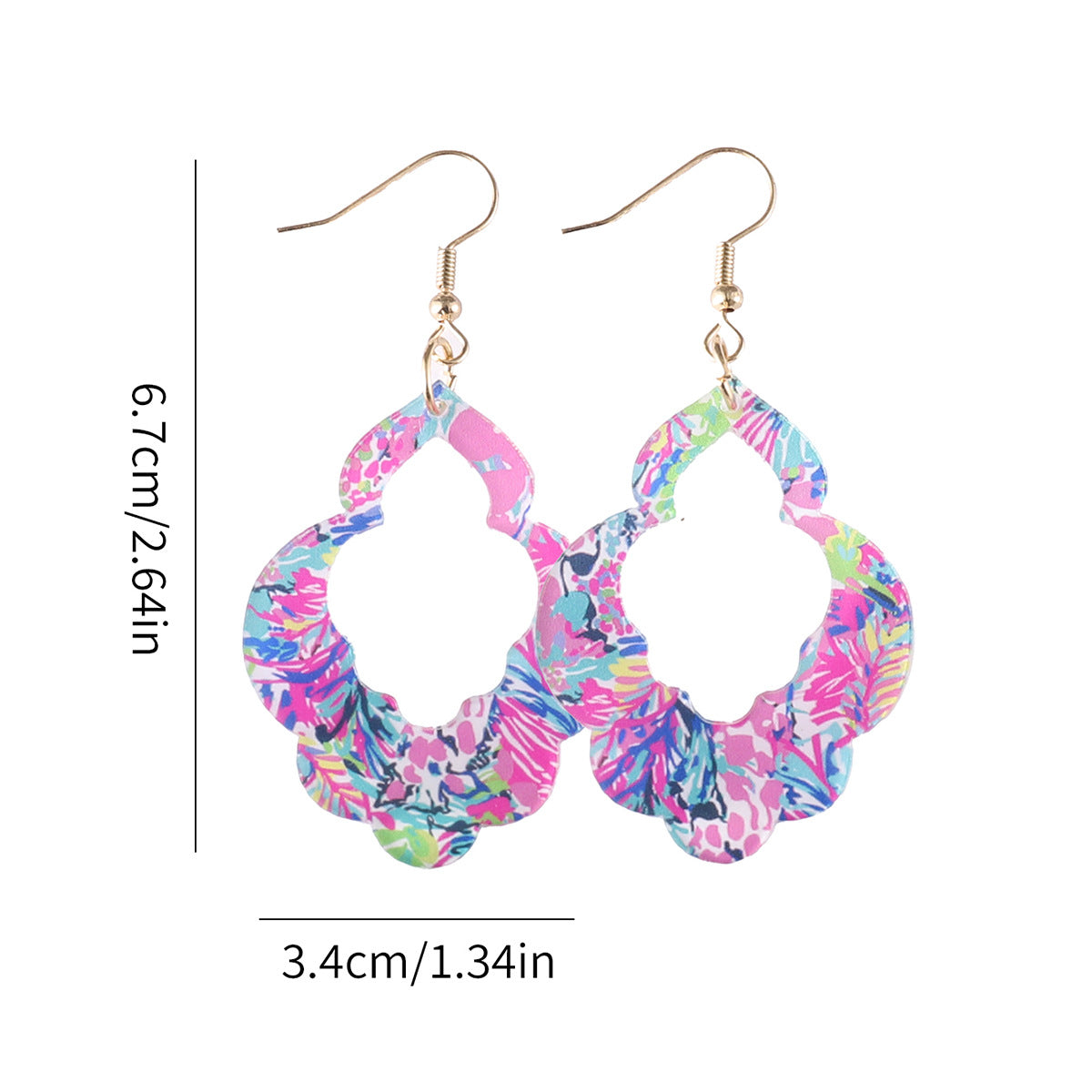 Wholesale  Fake Color Leaves Flowers Bohemian Hollow Pendant Earrings