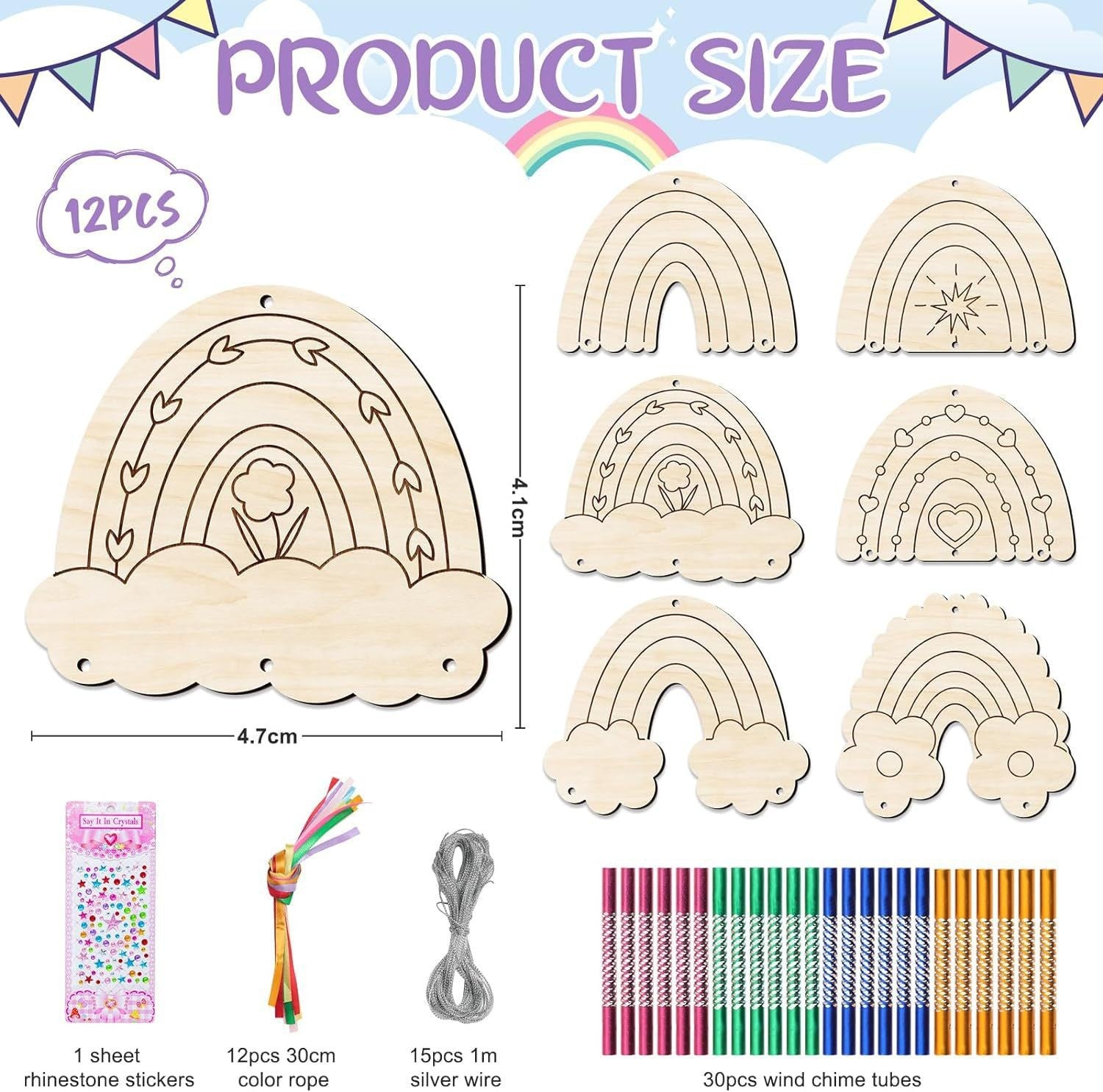 Wholesale Easter suit Wind Bell DIY Wooden Easter Set