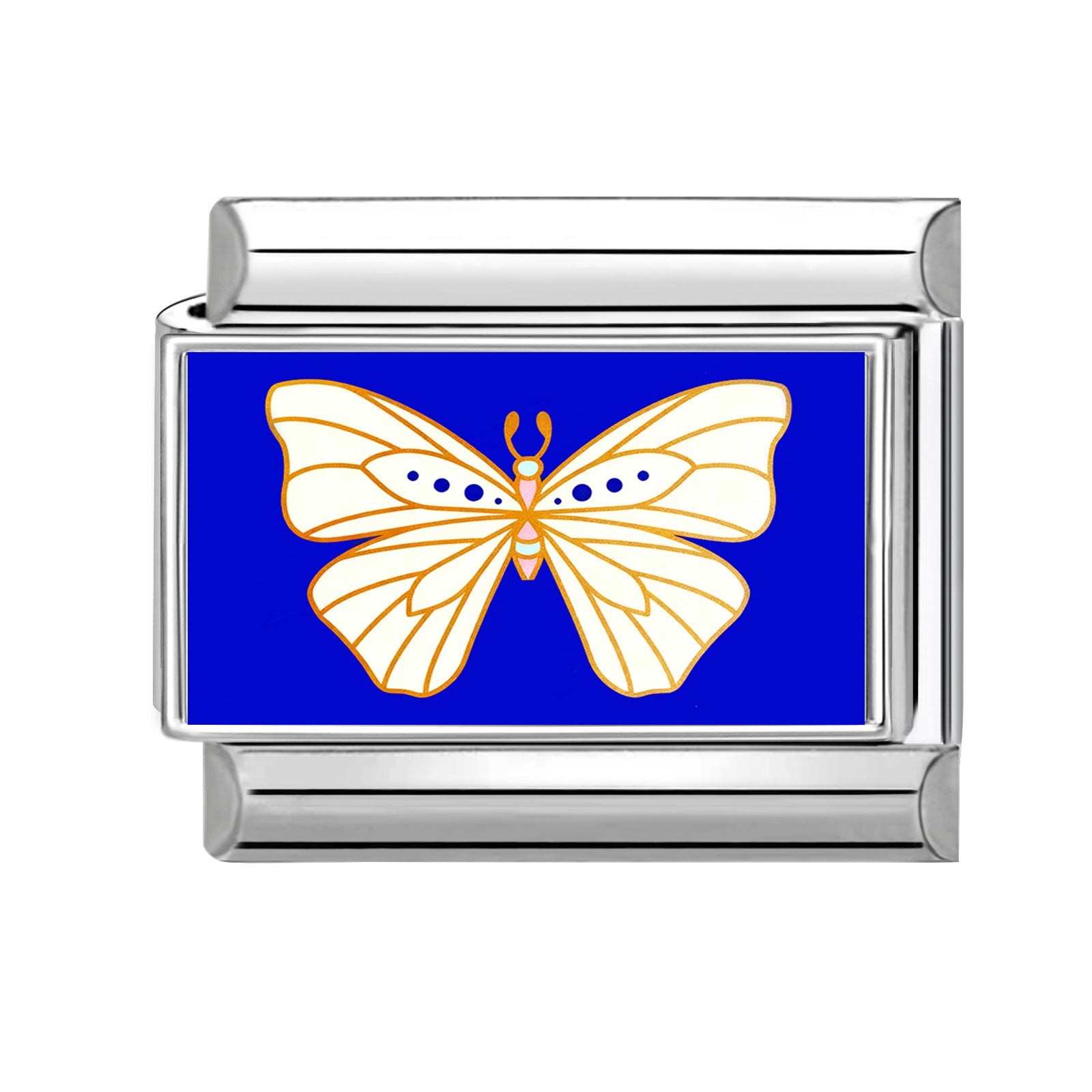 Wholesale Hearts and Love Italian Charms Blue series DIY square Single Section Creative Stainless Steel Composable Bracelet