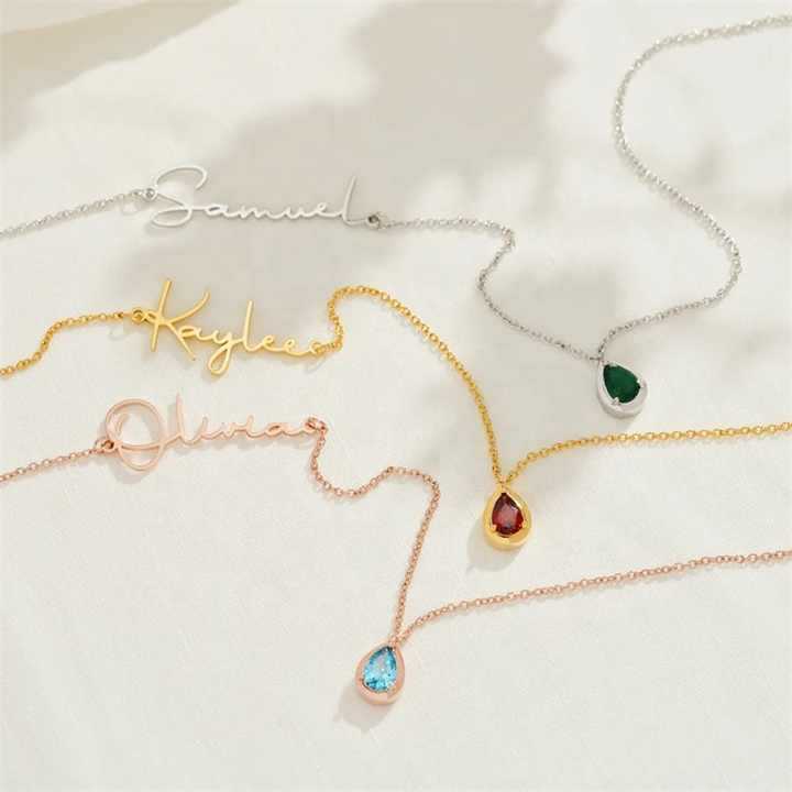 Wholesale Titanium Steel Luxury Birthstone Necklaces