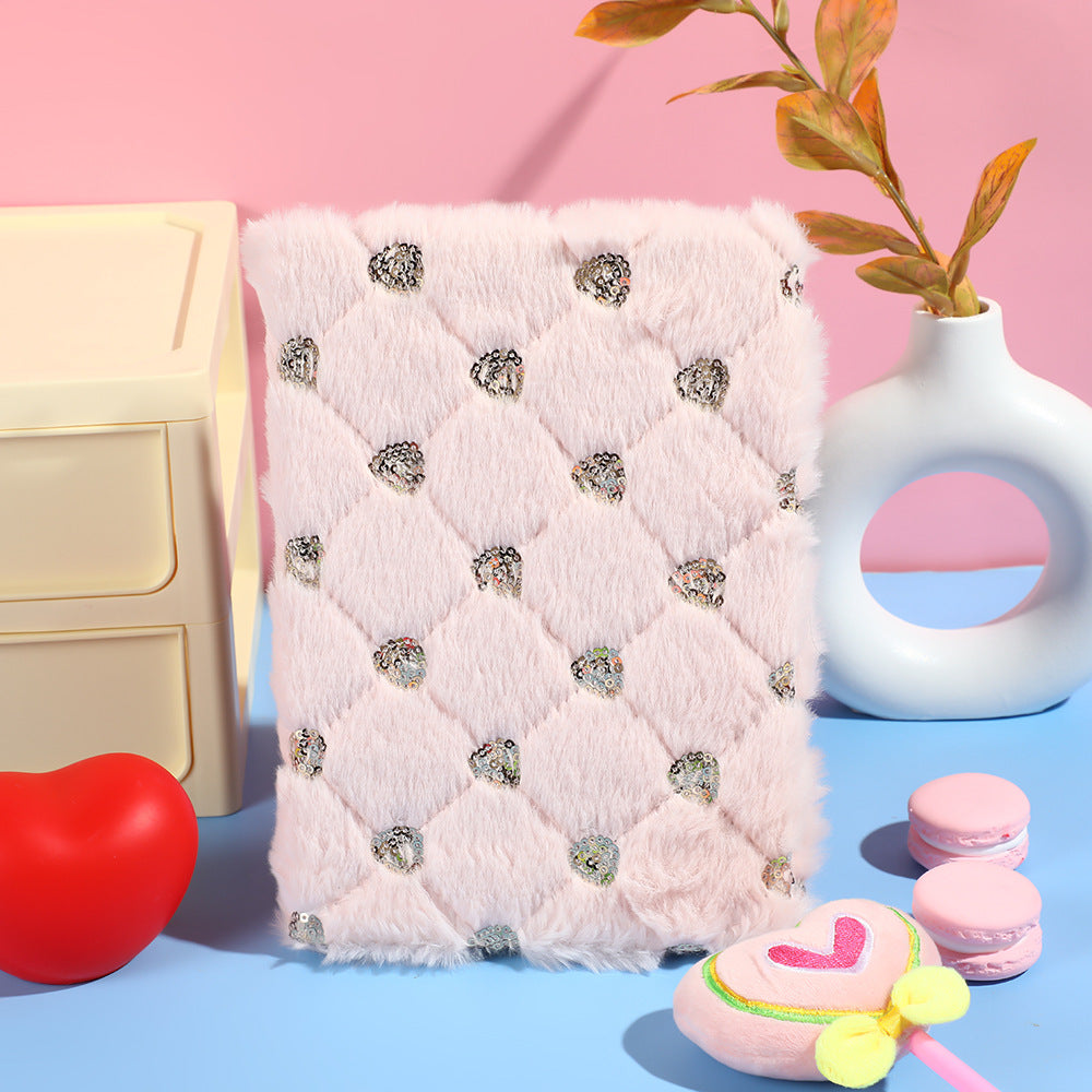 Wholesale Creative Cartoon Plush Embroidery Love Sequin Notepad