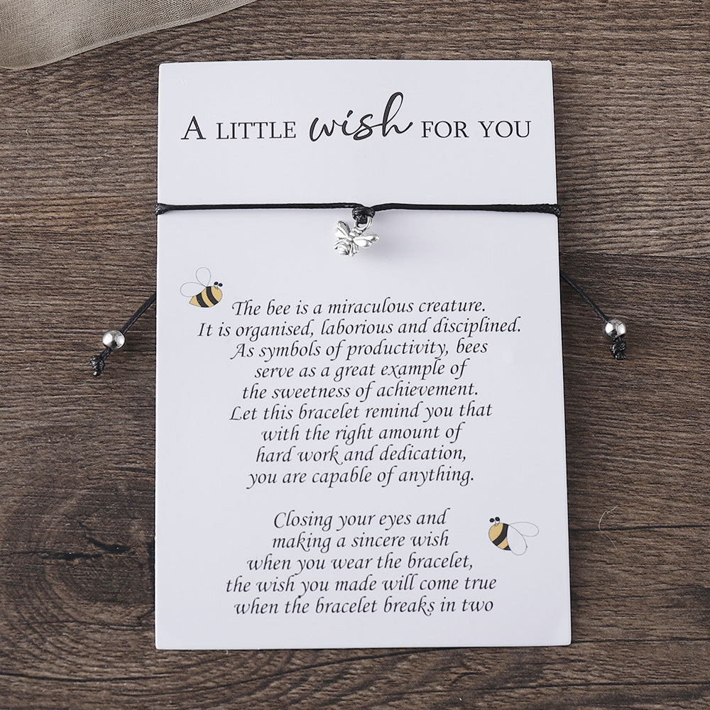 Wholesale Love Star Shape Bee Braided Bracelet Blessing Card Bracelet