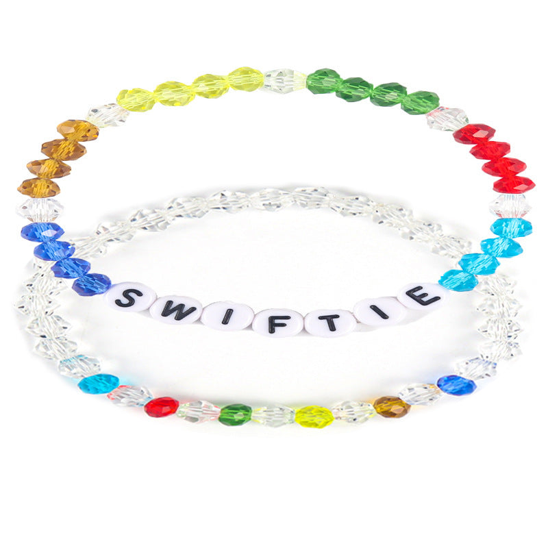 Wholesale  Colorful Cut Corner Beads  Elastic Rope Bracelet Set