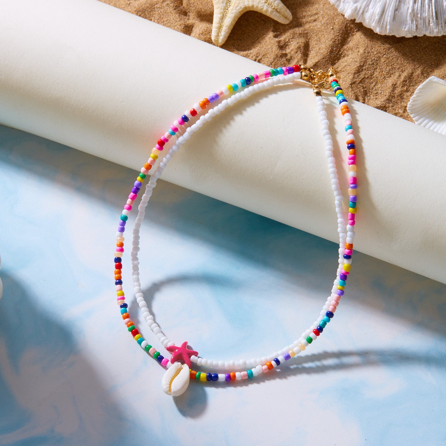 Wholesale  Bohemian Holiday Style Necklace  Rice Bead Double Layer Necklace