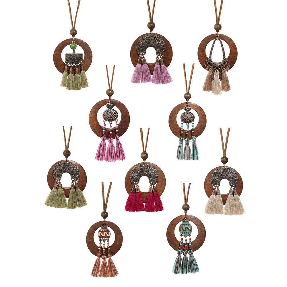 Wholesale Retro Ethnic Style Flower Shell Hollow Necklace Jewelry Accessory for Gift Boutique Resale