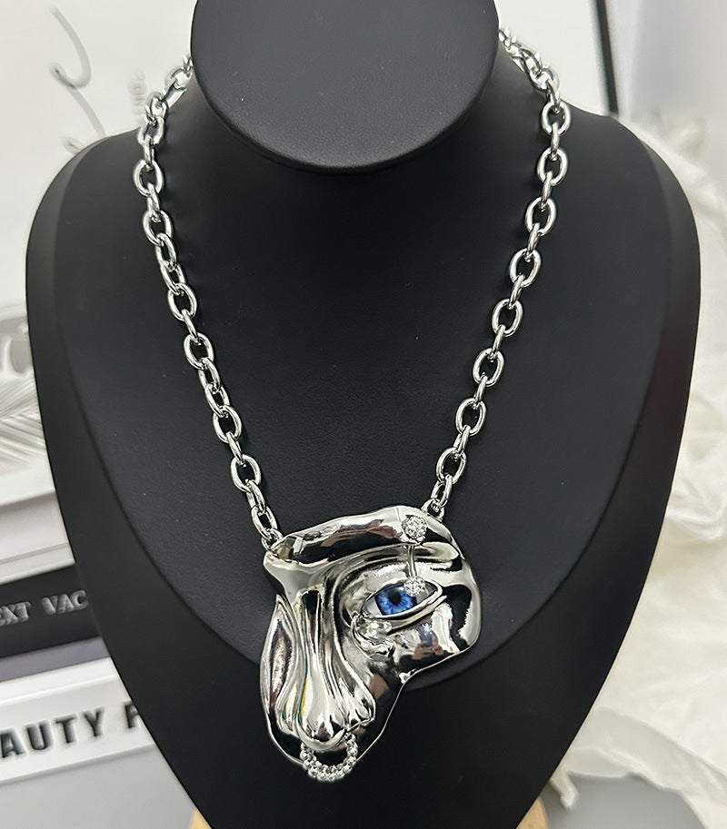 Wholesale exaggerated staring half face mask pendant necklace