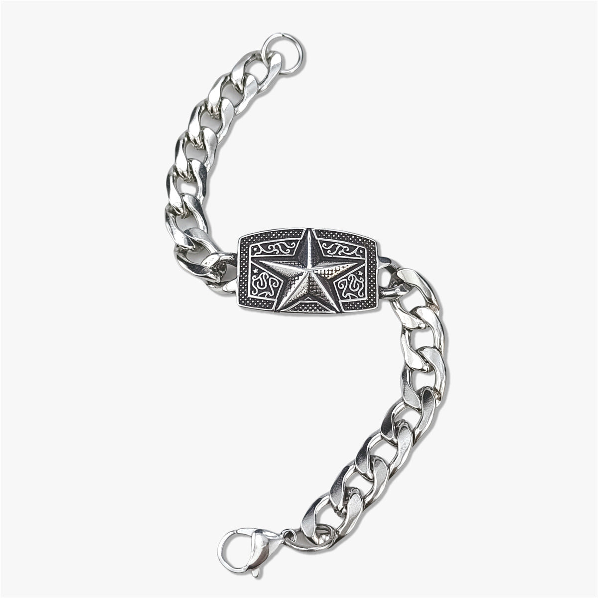 Wholesale Retro Five-pointed Star Flower Stainless Steel Cuban Punk Bracelet ACC-BT-Ruig001