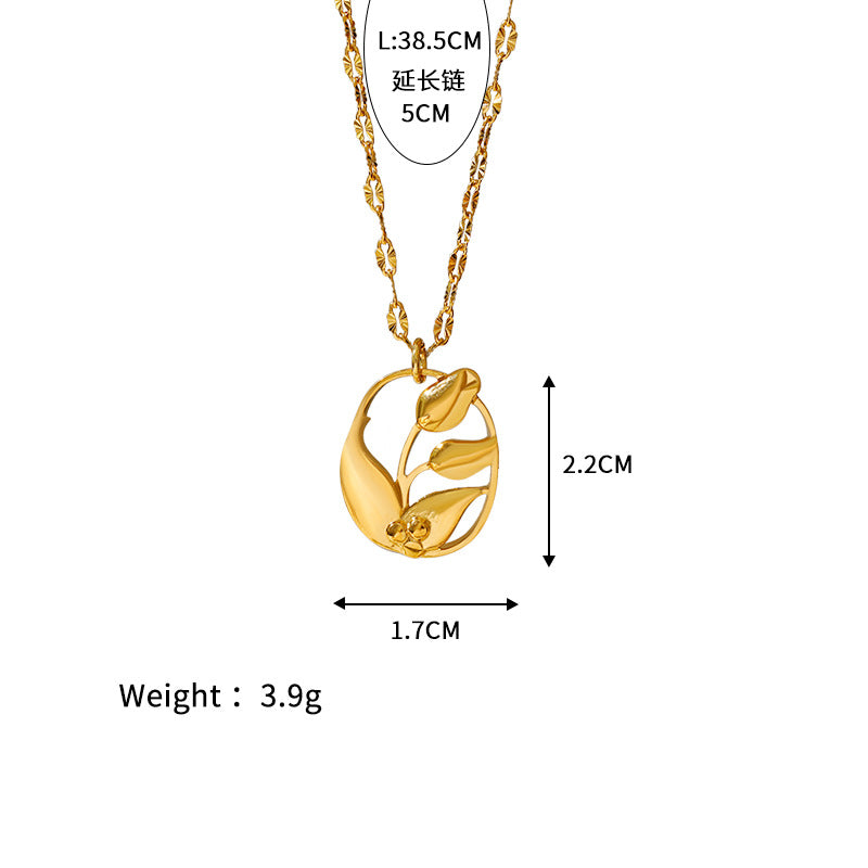 Wholesale Stainless Steel Light Luxury  Rose Necklace