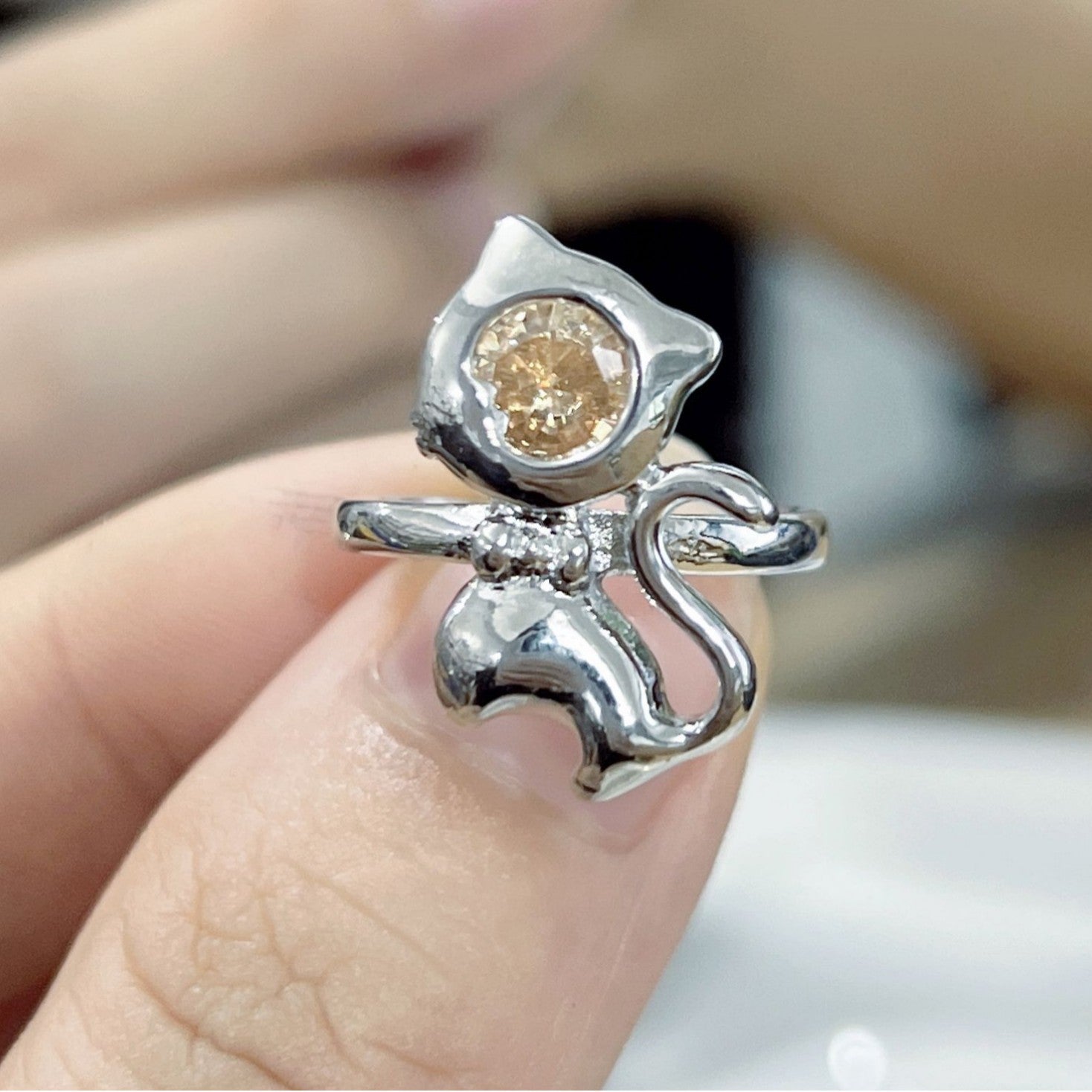 Wholesale Bowknot Curly-tail Cat Copper Jewelry Bow Rings