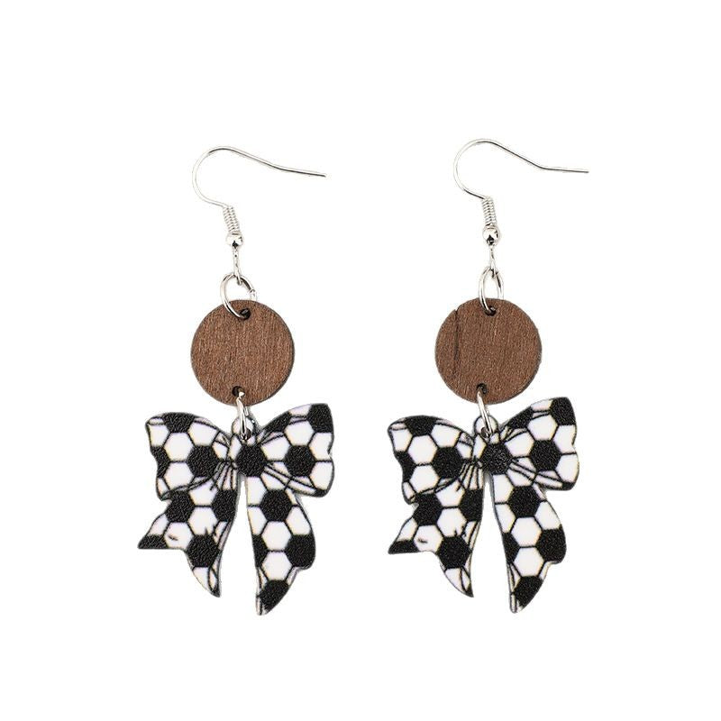 Wholesale Sports Style Bow Football Acrylic Earrings
