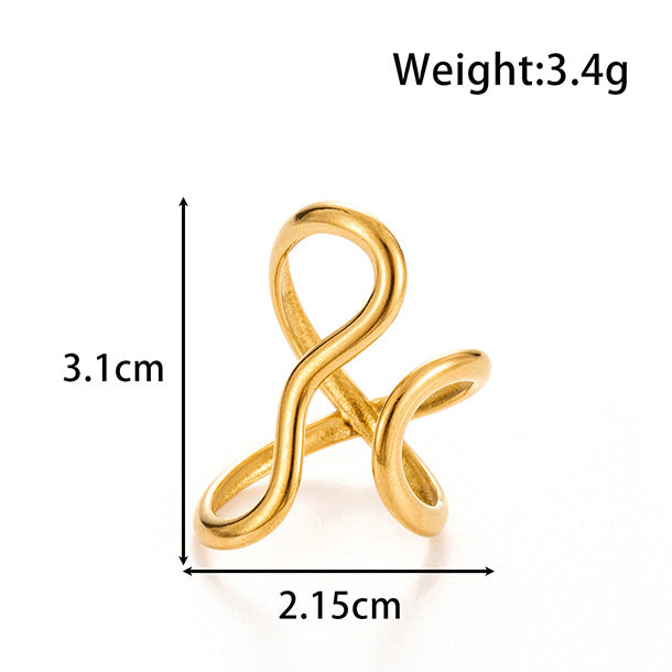 Wholesale Titanium steel  oval hollow ring geometric adjustment  ring