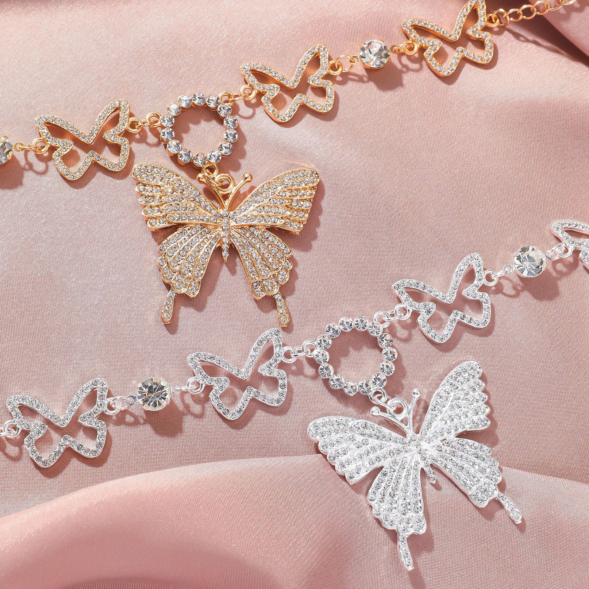 Wholesale Shining Butterfly Diamond Hollow Anklet