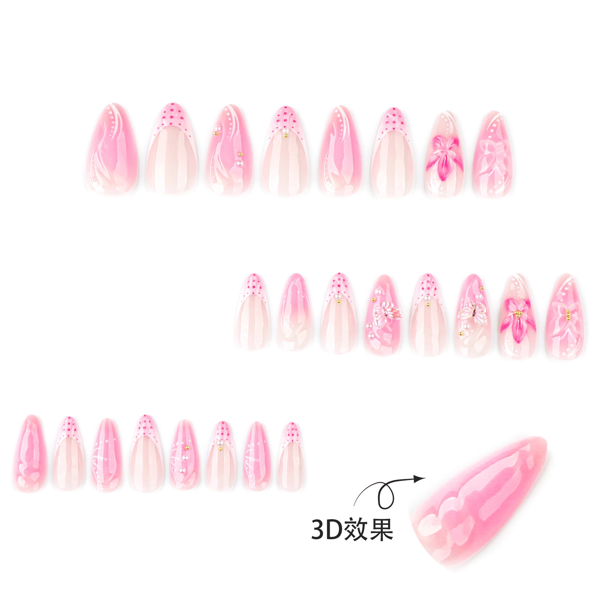 Wholesale 24 Pieces/box 3D Flowers Bow Nails Kits Nail Stickers