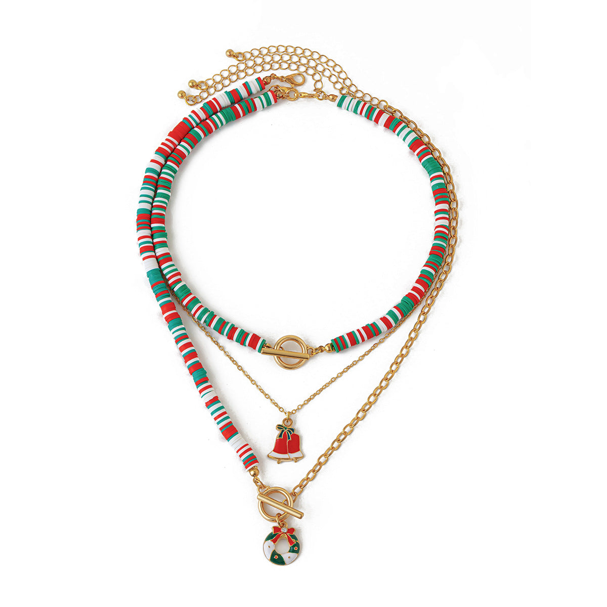 Wholesale Christmas Polymer Clay OT Buckle Alloy Necklace Choker Necklaces 3-piece Set ACC-NE-XueRou007