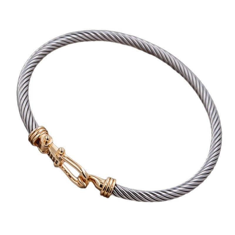 Wholesale Geometric Stainless Steel Bracelet with Zircon - Trendy Everyday Wear Fashion Accessory