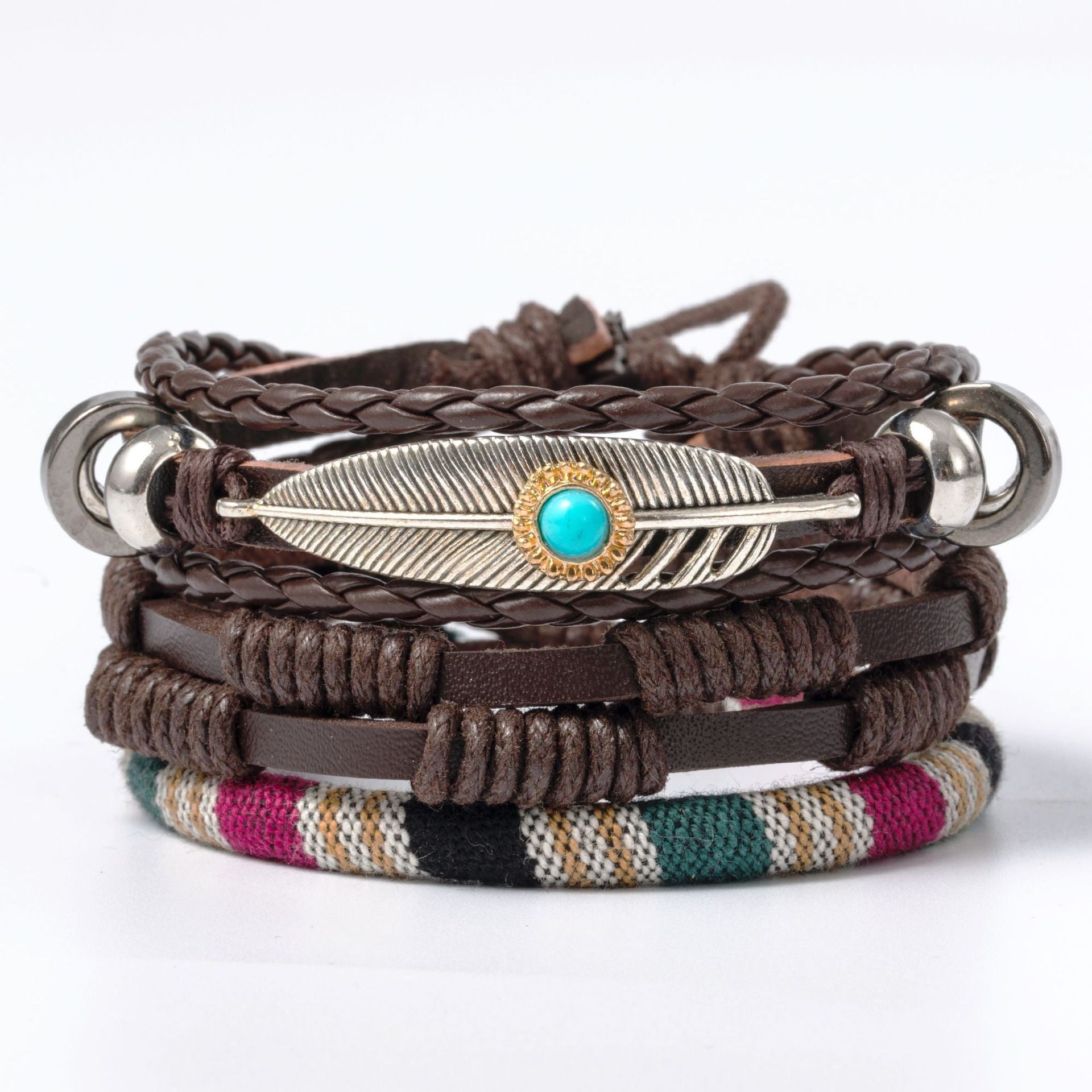 Wholesale Retro Multi-layer Alloy Leather Bracelet