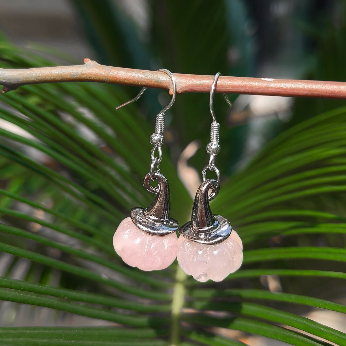 Wholesale Natural Stone Crystal Pumpkin Earrings Halloween Jewelry