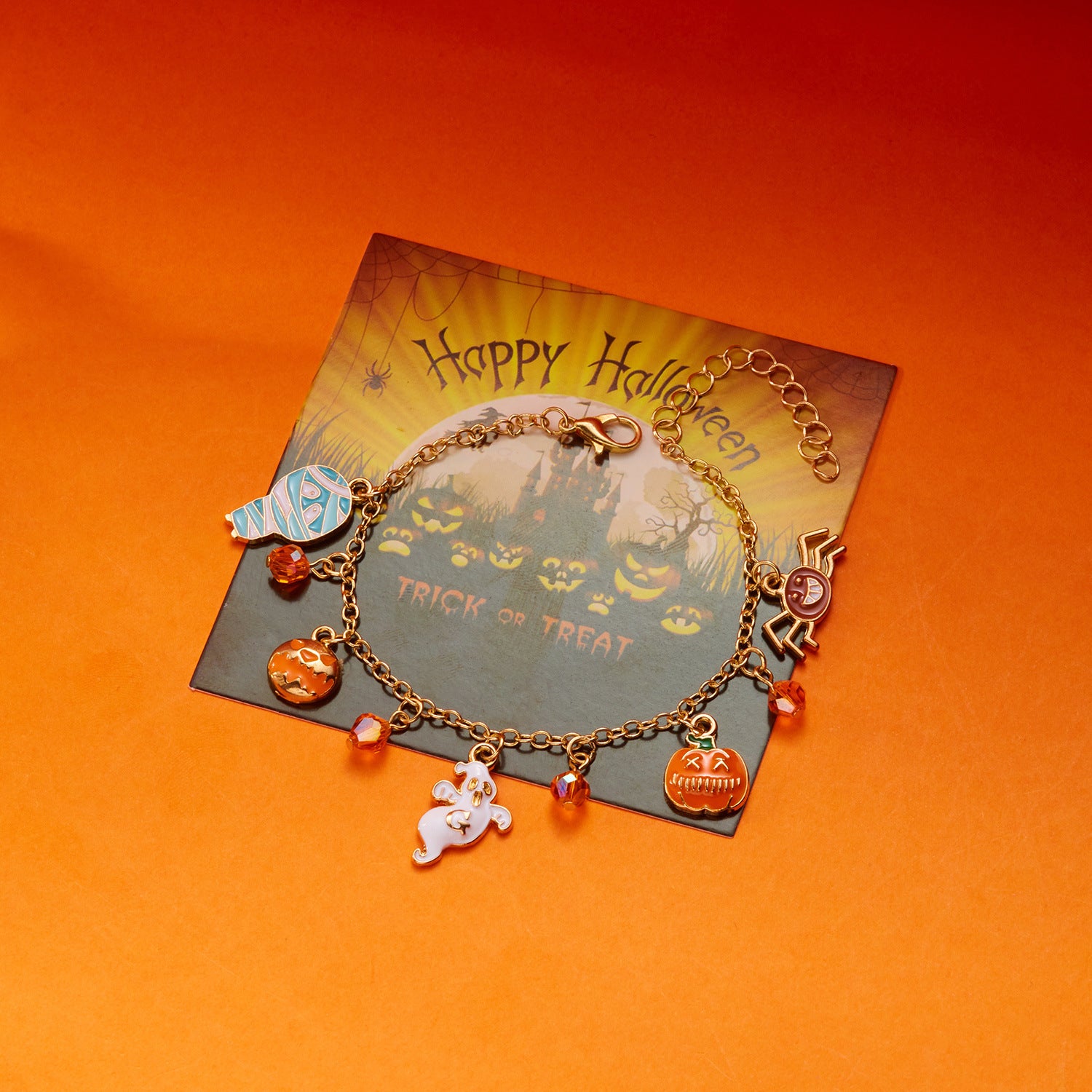 Wholesale Halloween Pumpkin House Bat Ghost Pendant Bracelet