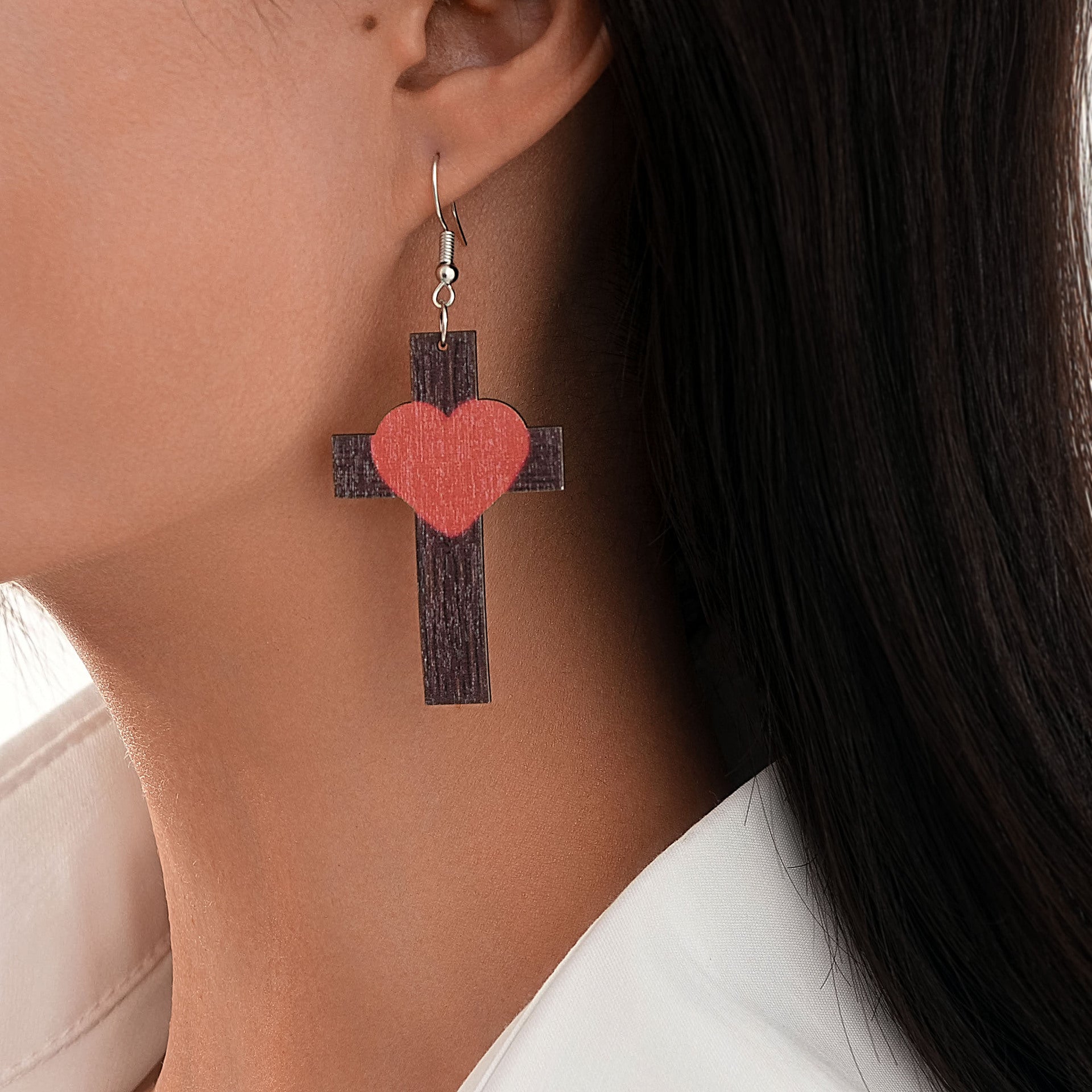 Wholesale Love cross geometric earrings