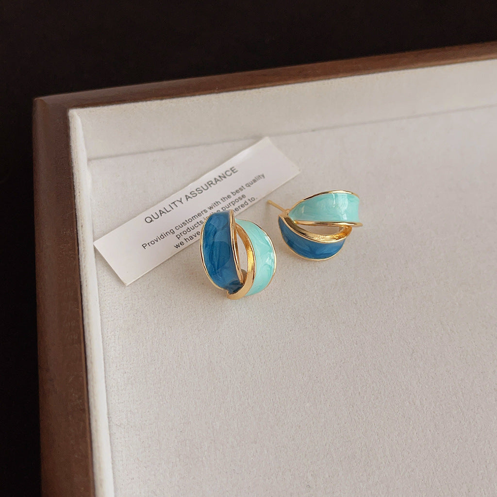 Wholesale Blue oil-drop retro earrings