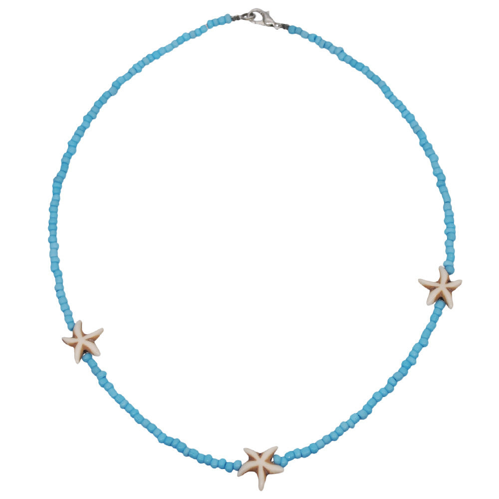 Wholesale gold color rice beads short neck clavicle necklace