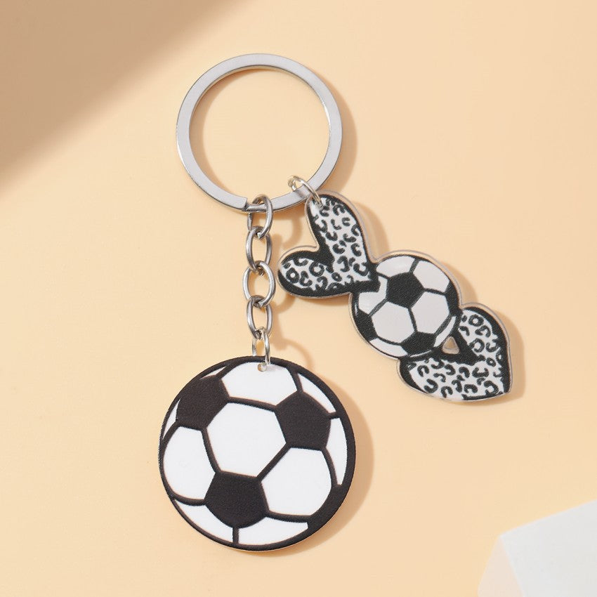 Wholesale Leopard Print Love Sports Ball Acrylic Keychain ACC-KC-RongR053