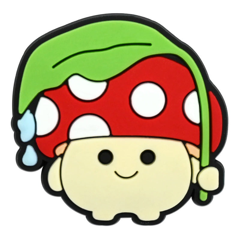 Wholesale   Random 100pcs Creative Cute cartoon mushroom series  PVC Soft Rubber Shoe Buckle Decoration