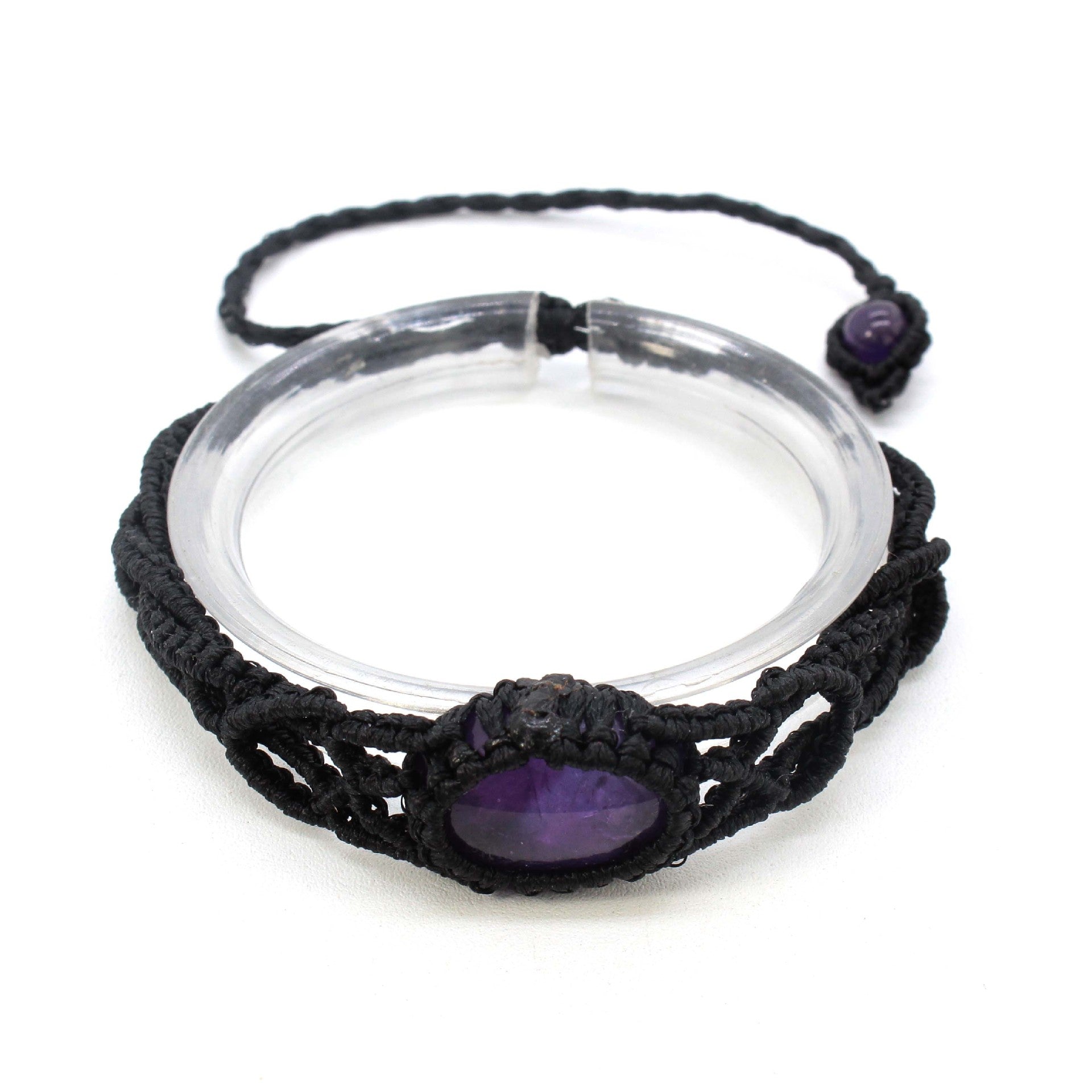 Wholesale Amethyst Natural Crystal Beaded DIY Woven Bracelet Ethnic Style Adjustable Fashion Jewelry Accessory