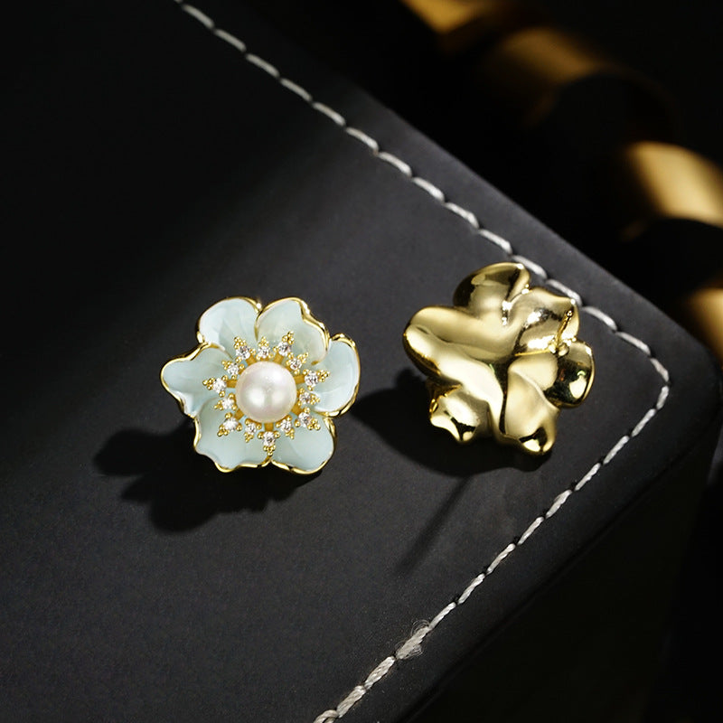 Wholesale Zirconium Pearl Flower Earrings