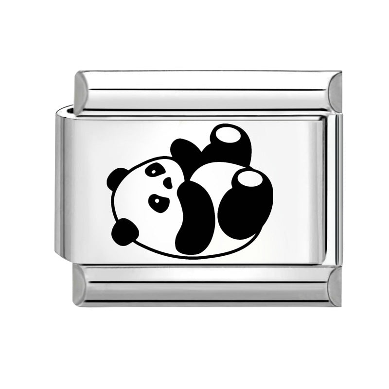 Wholesale  Italian Charm Bracelet 9mm DIY Splicing Removable Cartoon Panda Stainless Steel Composable Bracelet