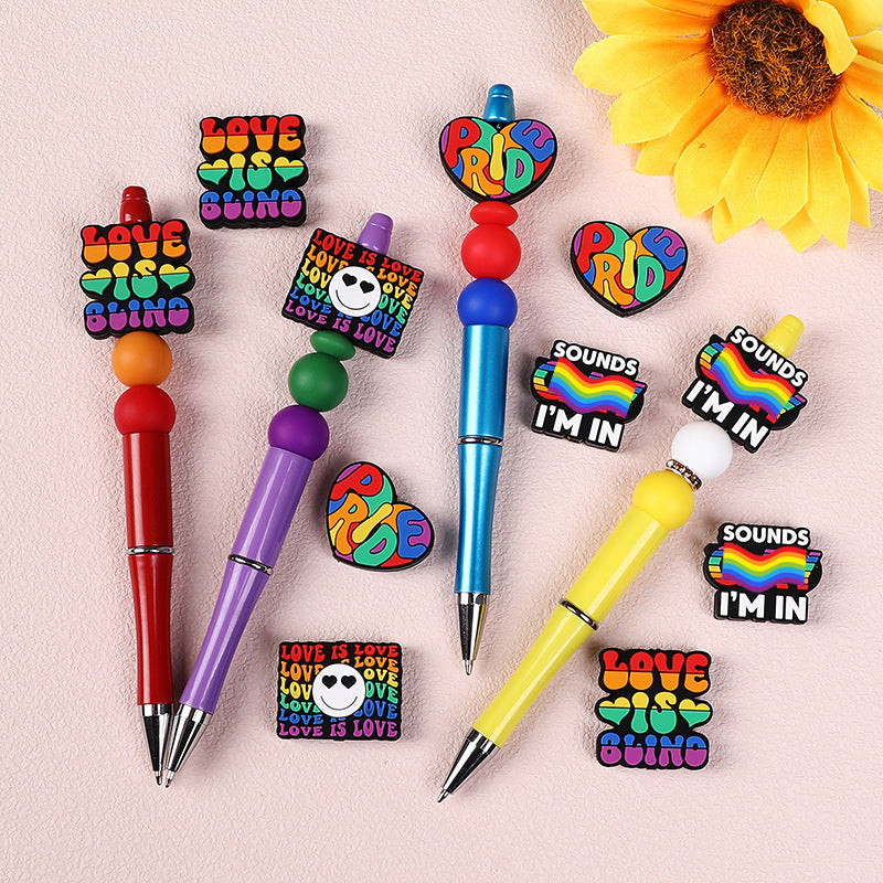 Wholesale 20pcs Rainbow Letter  Focal Beads DIY Bead Accessories