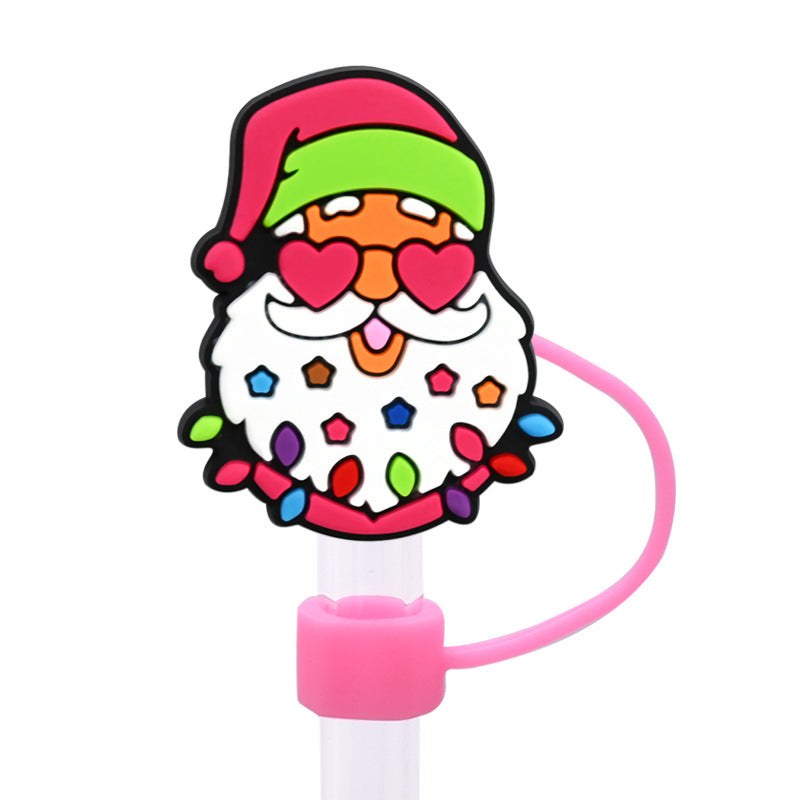 Wholesale Random 100pcs 8/10MM PVC Christmas Soft Straw Tube Cap