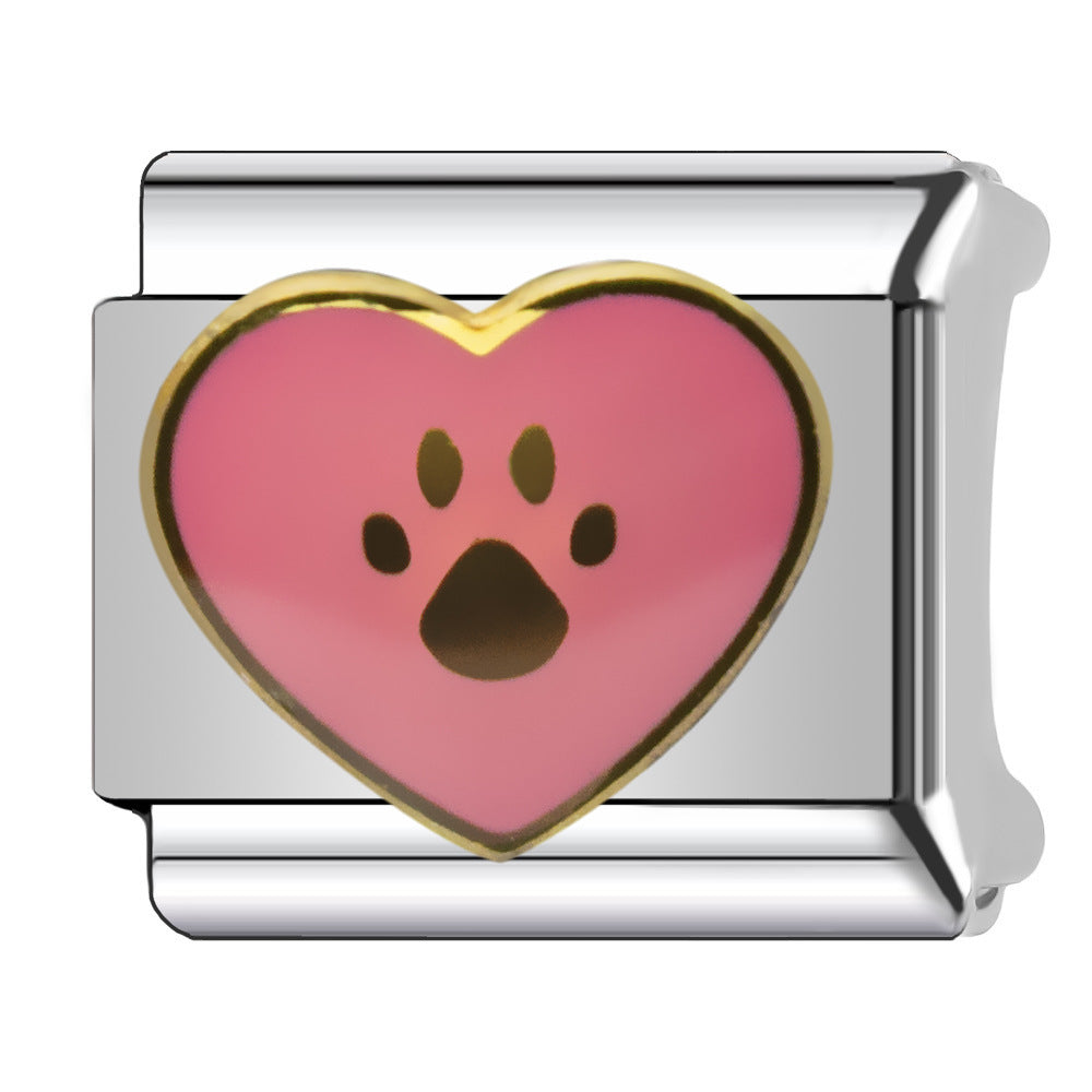 Wholesale Heart-Shaped Italian Module Bracelet Stainless Steel Dripping Oil Fashion Jewelry Accessory Gift