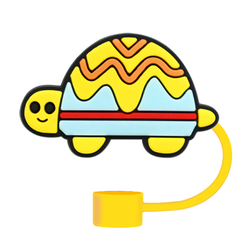 Wholesale Random 100pcs Cute Cartoon Doll 10mm PVC Soft Straw Tube Cap