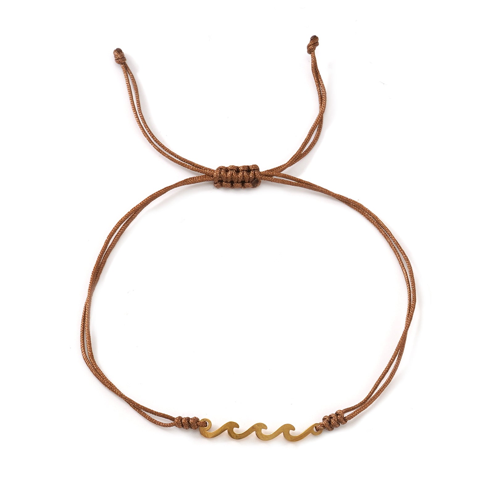 Wholesale Chic Handmade Woven Tiger Eye Stone Layered Bracelet Stainless Steel Wave Charm Blue Summer Beach Jewelry Accessory