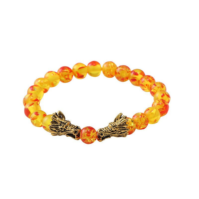 Wholesale  8mm volcanic stone white pine stone yellow crystal bracelet