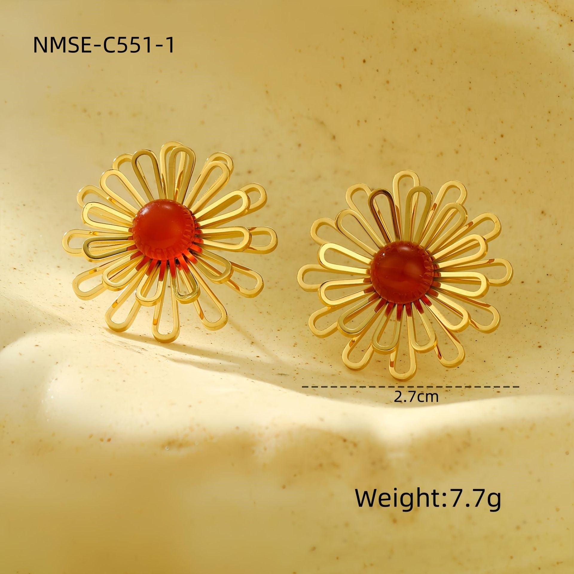 Wholesale stainless steel earrings geometric flowers pearl  earrings